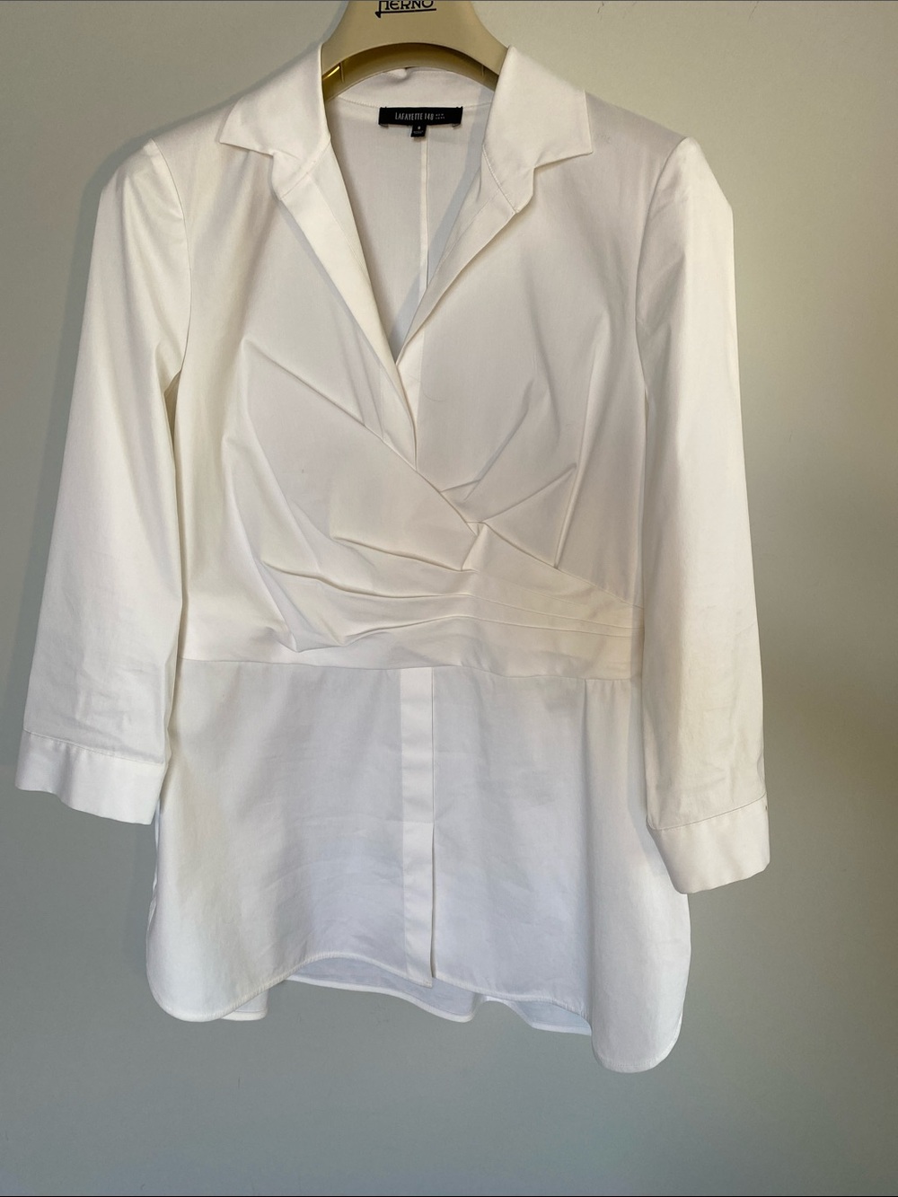 Lafayette 148 New York White Draped Wrap Blouse